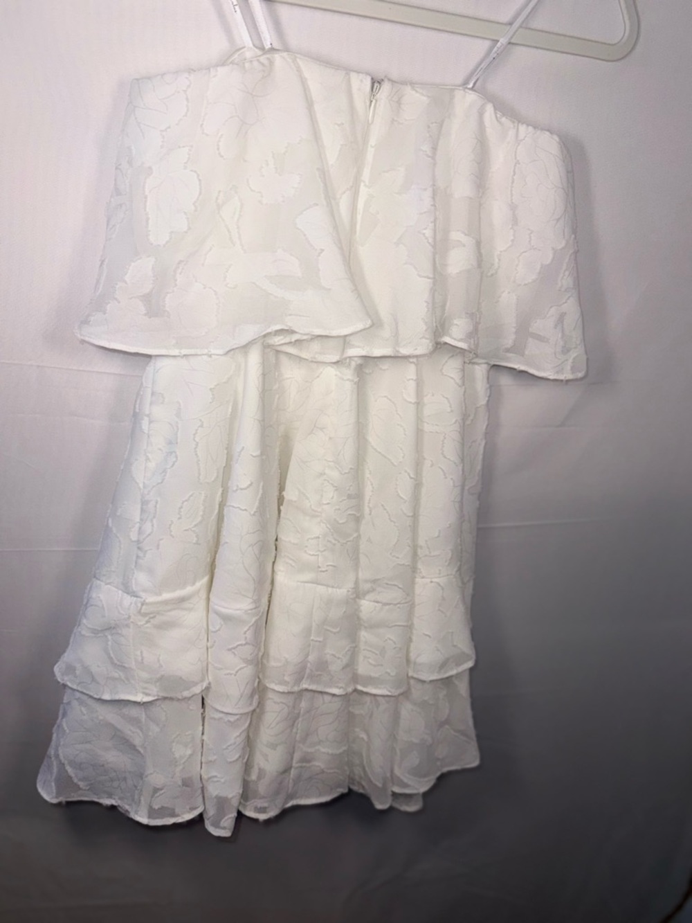 Lulu's True Lover Strapless Floral White Tiered Ruffle Mini Dress Size Small - Picture 9 of 16
